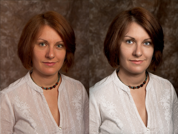Portrétní fotografie - před a po retuši
