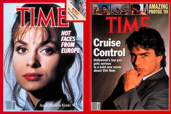 Obálky Time: Kinski a Cruise